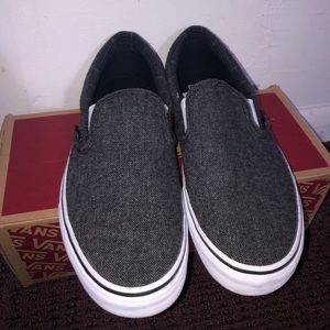 Vans Tweed Black/White Classic Slip On Shoes